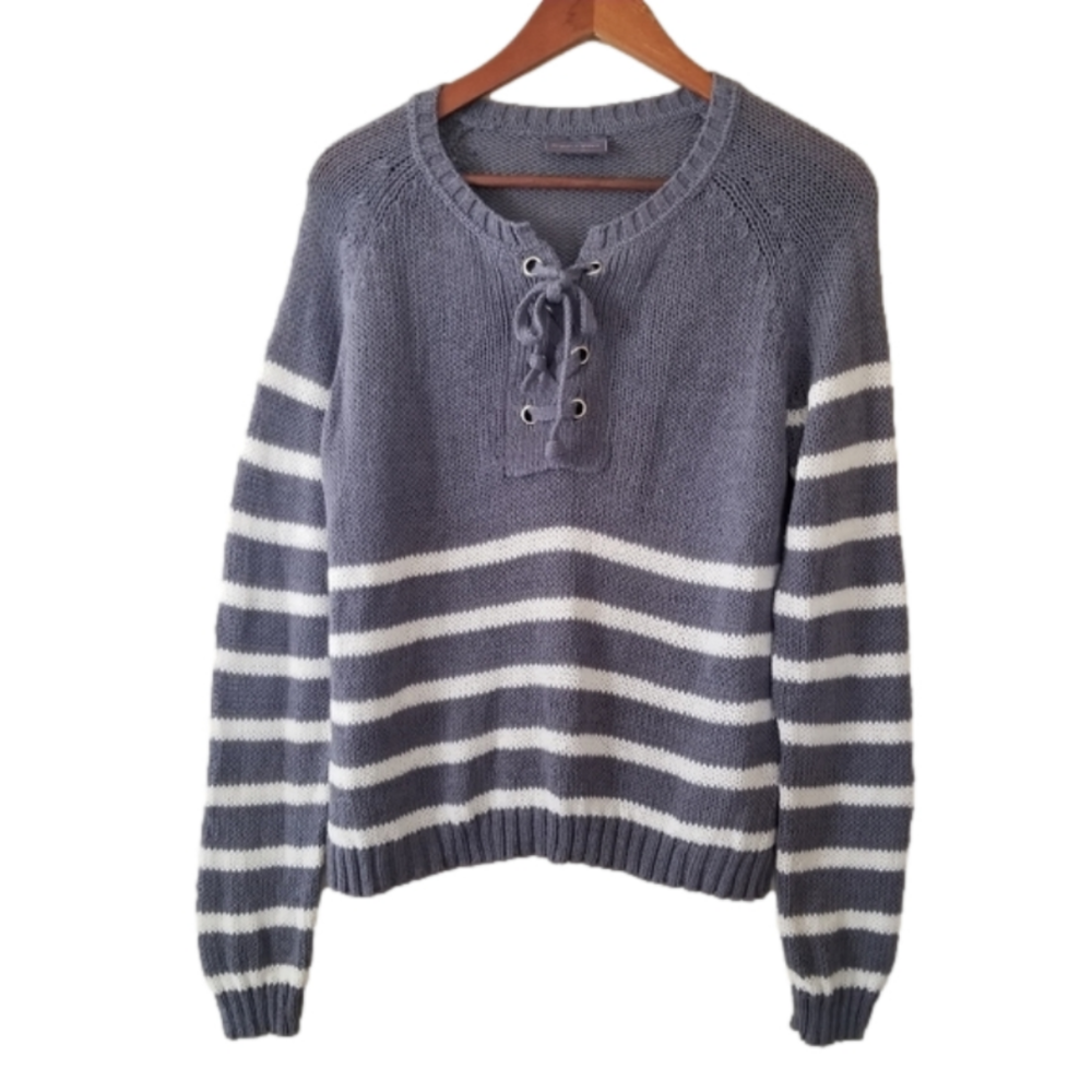 WOODEN Ships Tied Neckline Boating Cotton Blend Summer Sweater Size Small Medium